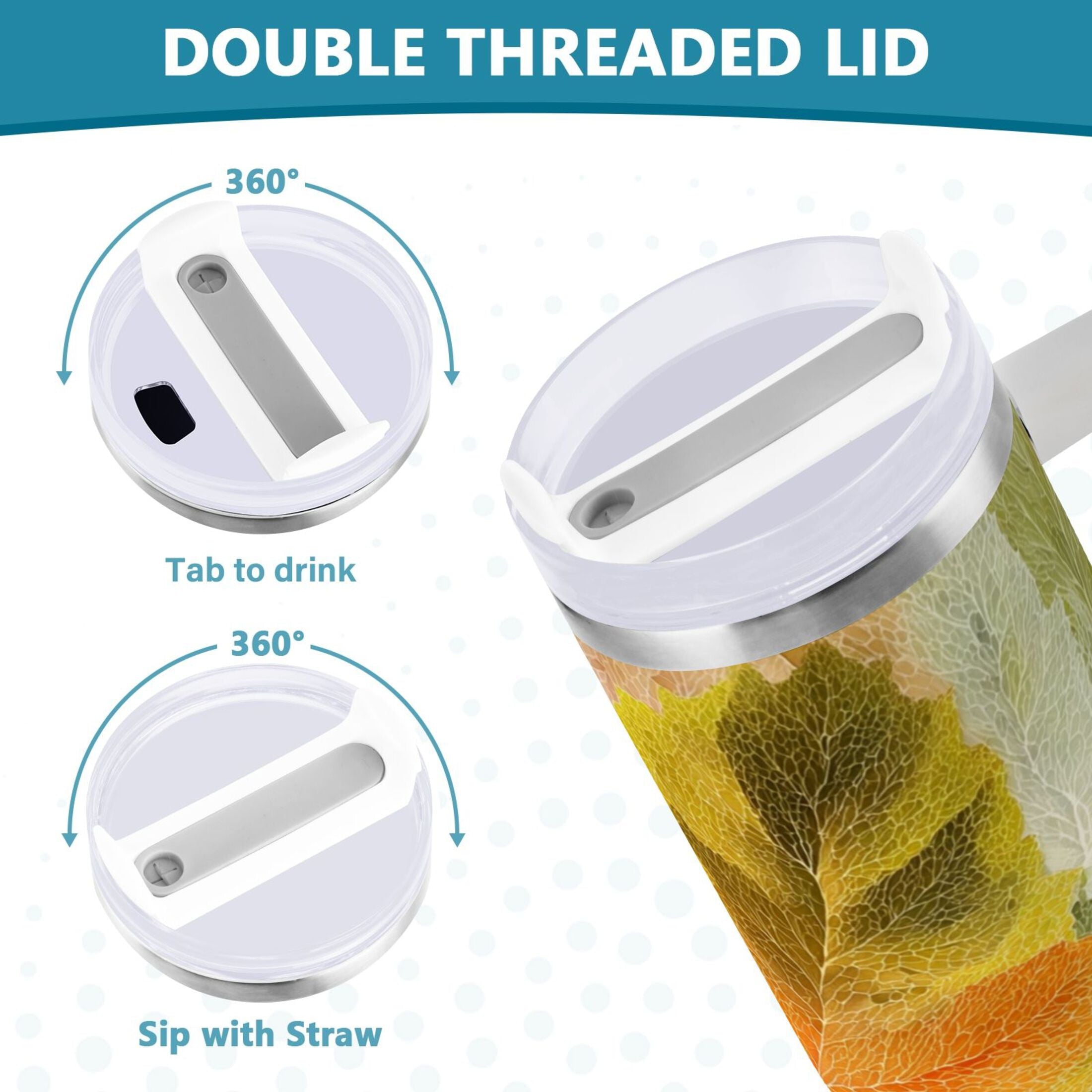 30 oz Insulated Stainless Steel Tumbler Double Wall Stainless Steel Tumbler with 2-Way Drinking Various Shades Autumn Leaves