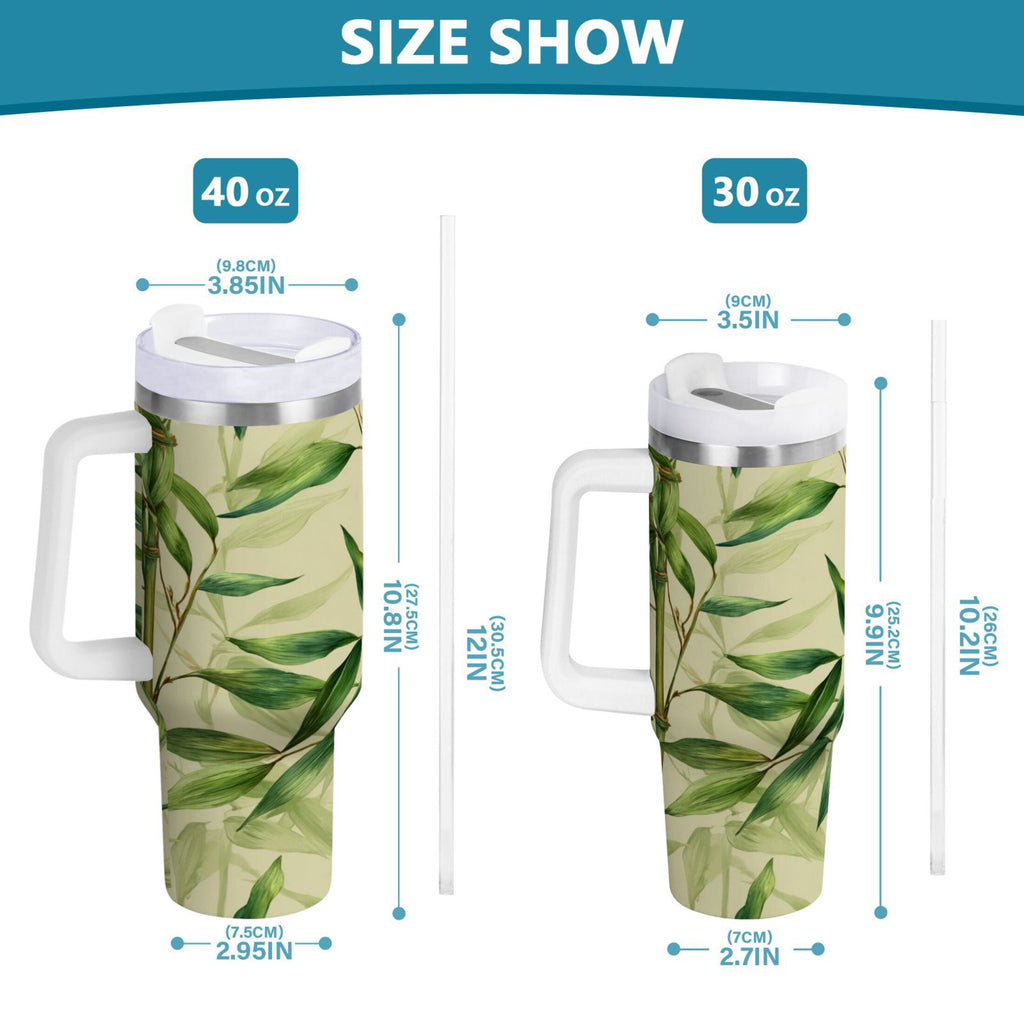 30 oz Insulated Stainless Steel Tumbler Double Wall Stainless Steel Tumbler with 2-Way Drinking Bamboo Pattern
