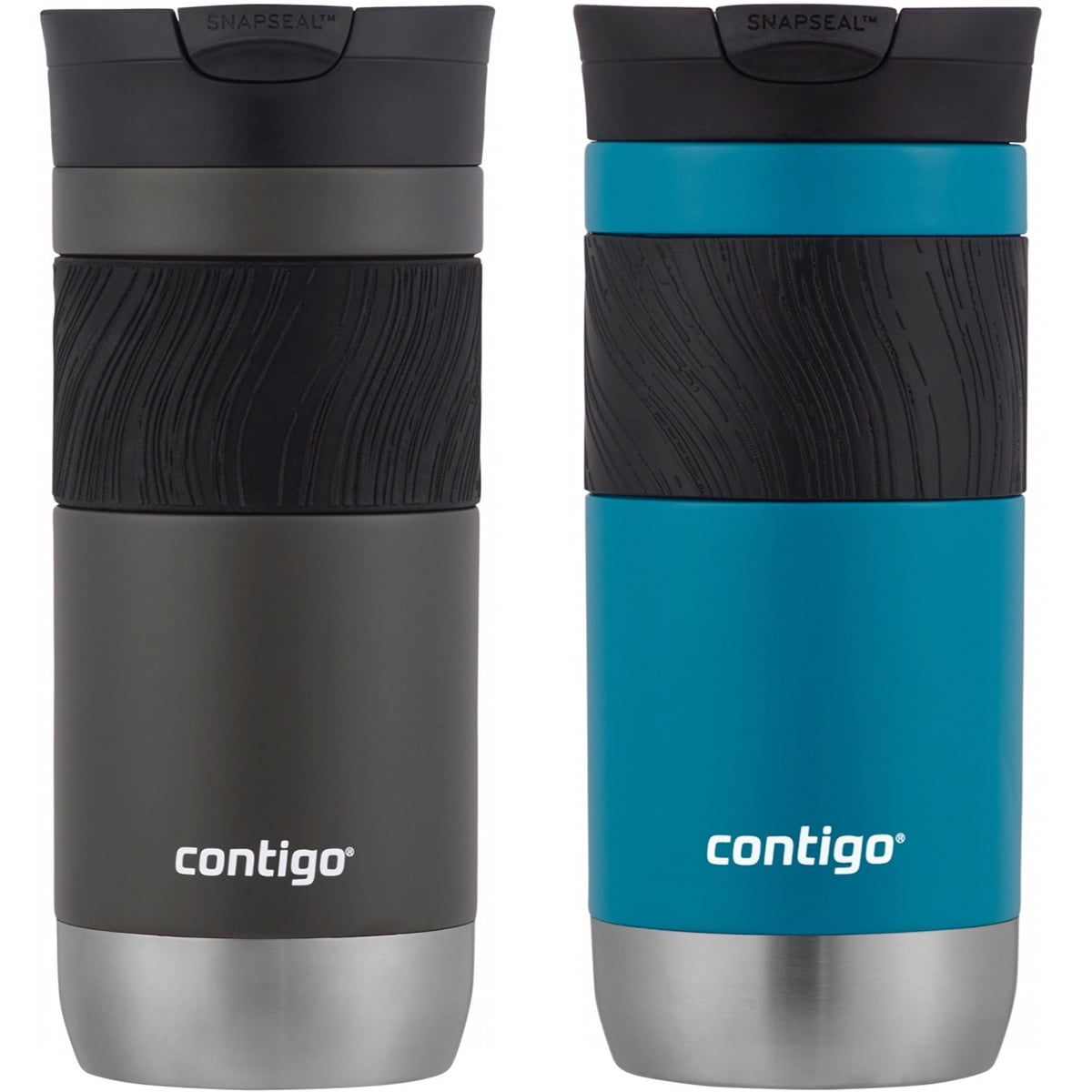 Contigo Byron 2.0 Stainless Steel Travel Mug with SNAPSEAL Lid and Grip, 20 oz, Sake &amp; Blue Corn, 2-Pack