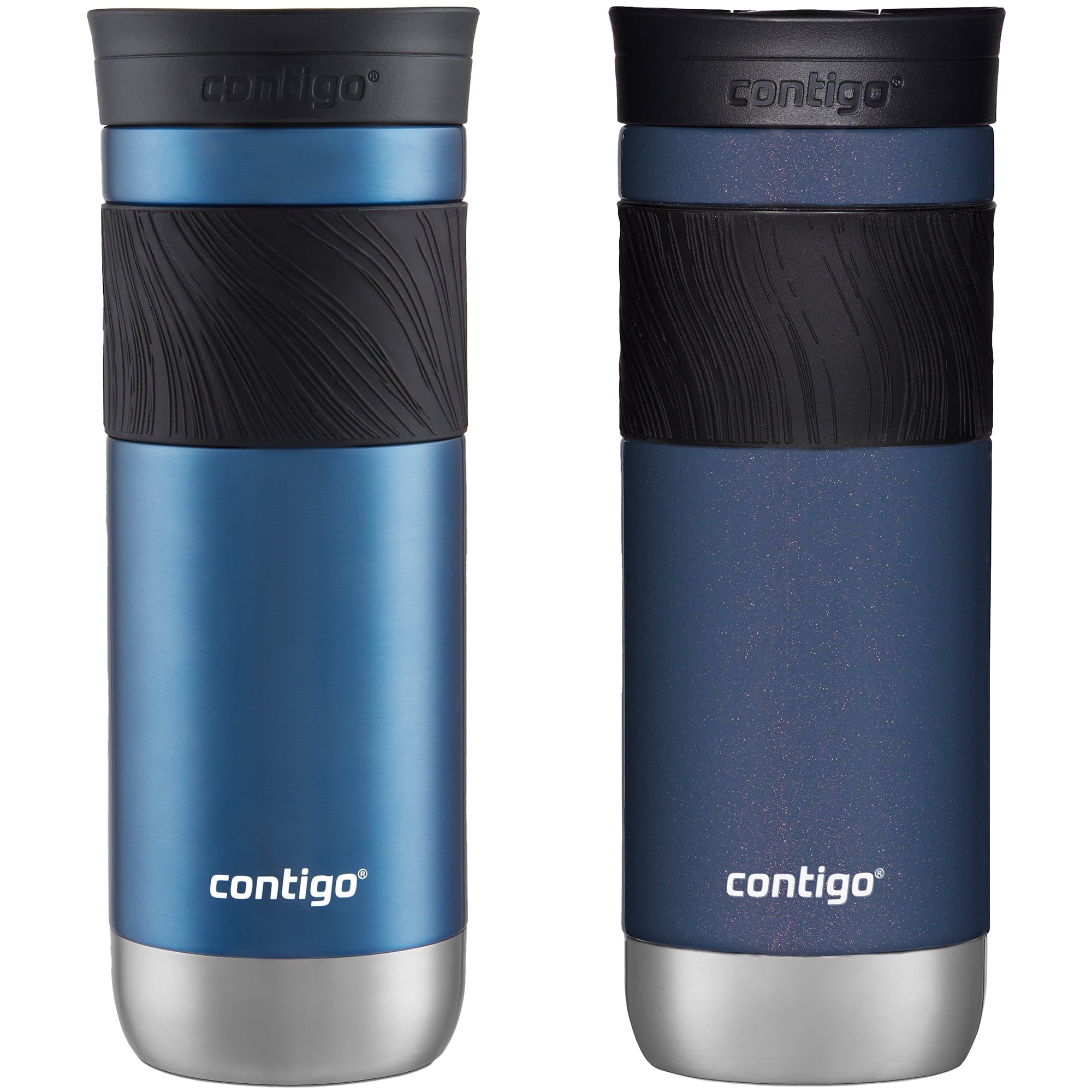 Contigo SNAPSEAL Insulated Stainless Steel Travel Mug with Grip, 20 oz, Blue Corn &amp; Midnight Berry, 2-Pack