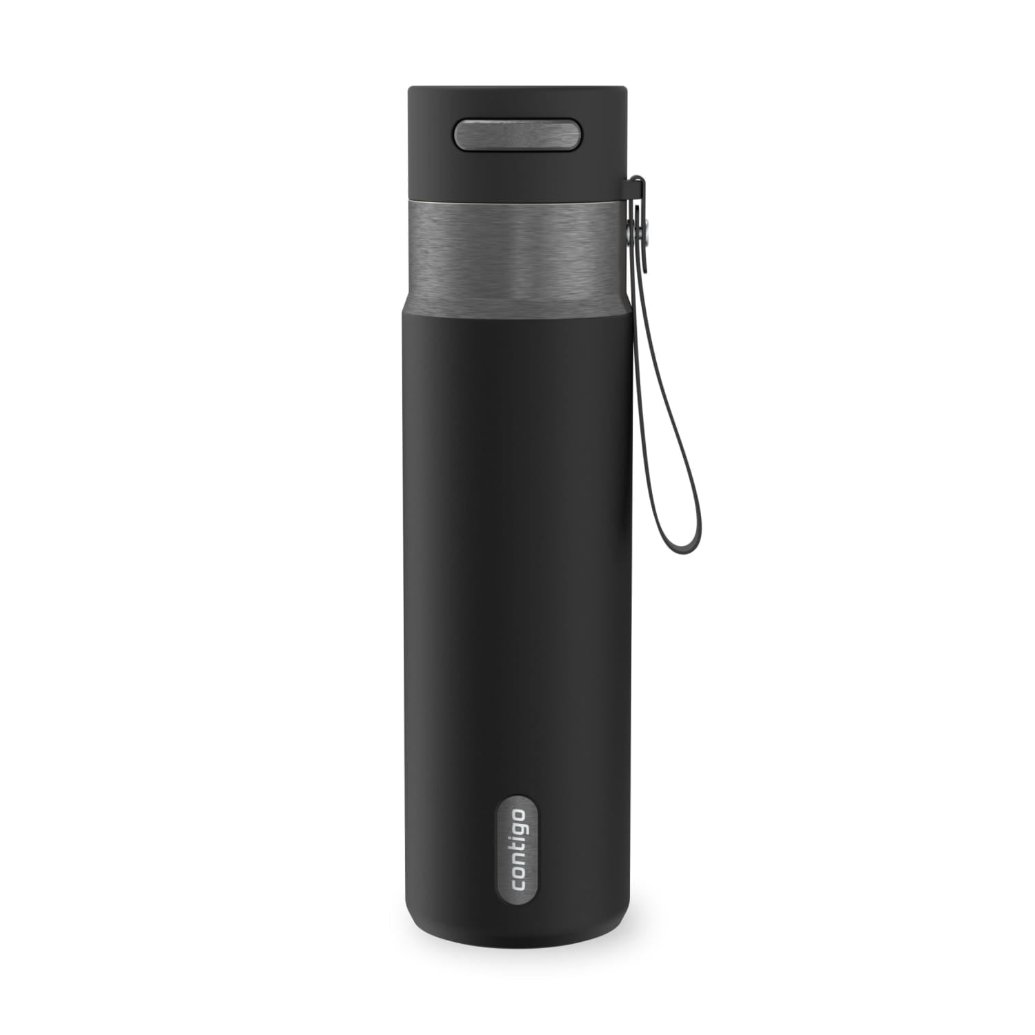 Contigo AutoSeal Leakproof Stainless Steel Reusable Water Bottle Tumbler with Carrying Strap, Cream/Champagne, 24 oz