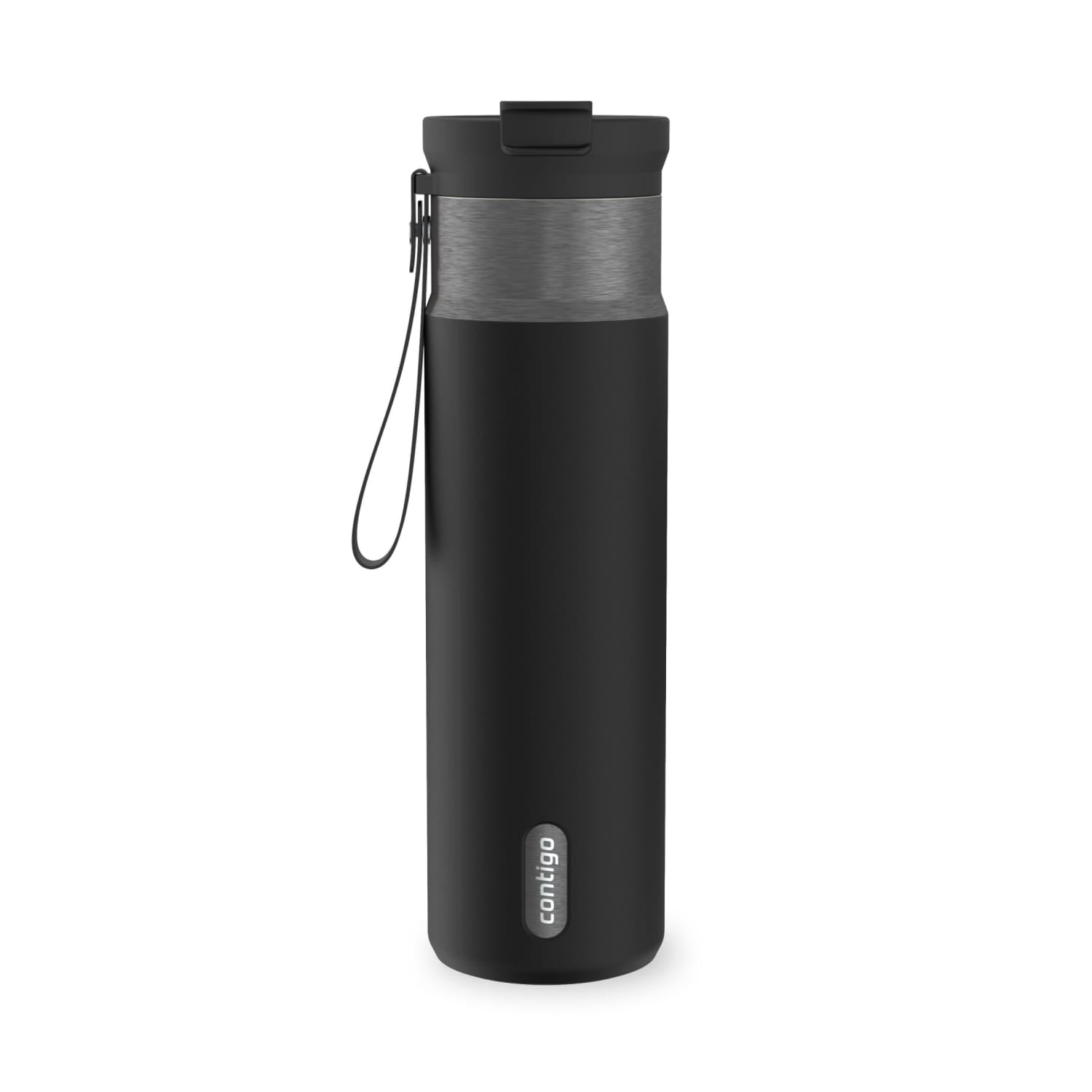 Contigo DualSip Leakproof Stainless Steel Reusable Water Bottle Tumbler with Carrying Strap, Cream/Champagne, 24 oz