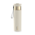 Contigo DualSip Leakproof Stainless Steel Reusable Water Bottle Tumbler with Carrying Strap, Cream/Champagne, 24 oz
