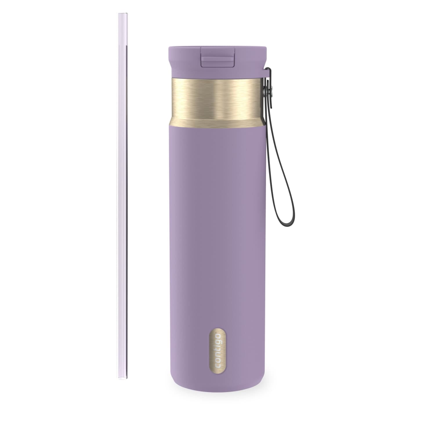 Contigo SnapSeal Leakproof Stainless Steel Reusable Water Bottle with Carrying Strap, Dark Blue/Bronze, 24 oz