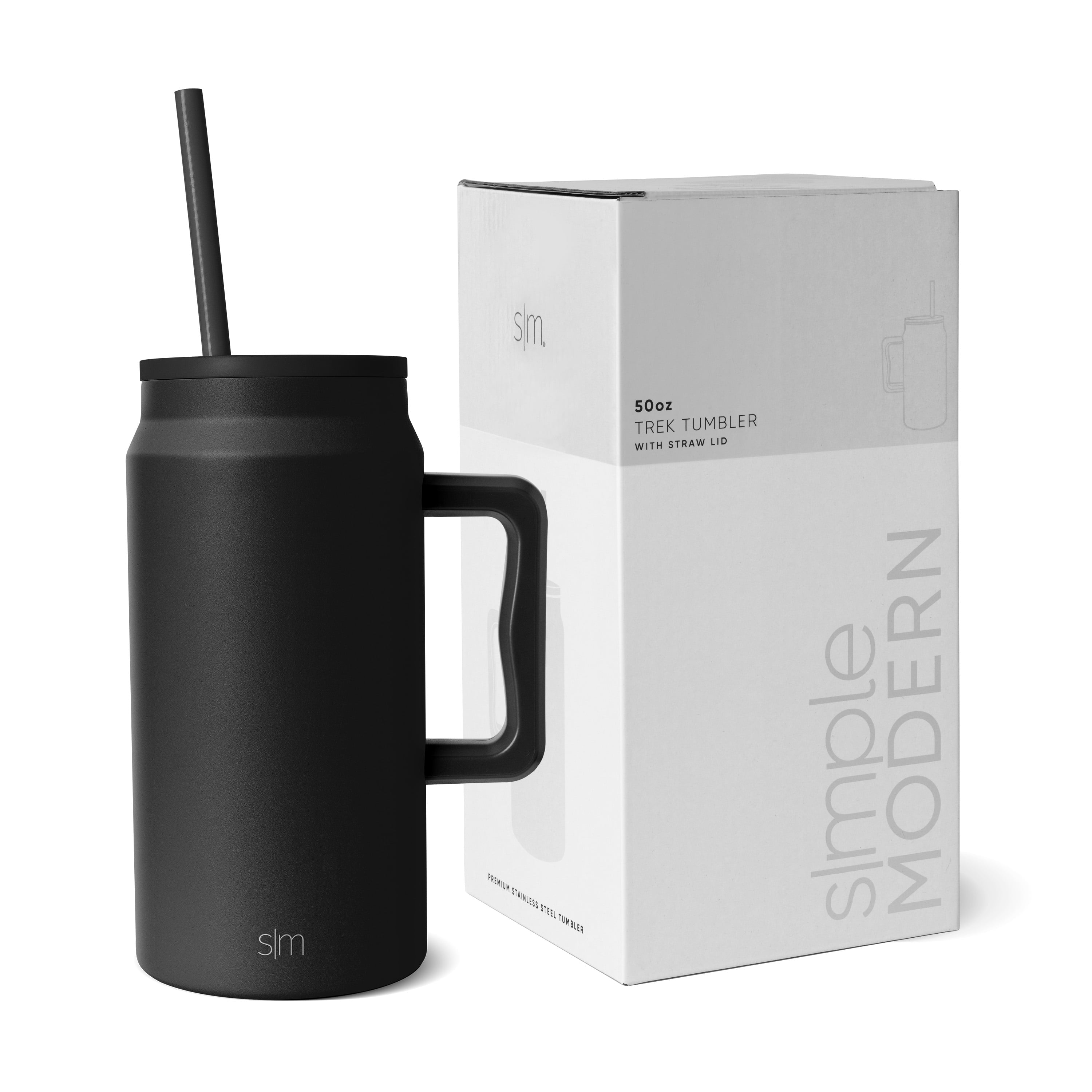 Simple Modern 50 fl oz Insulated Stainless Steel Trek Tumbler with Straw Lid | Midnight Black