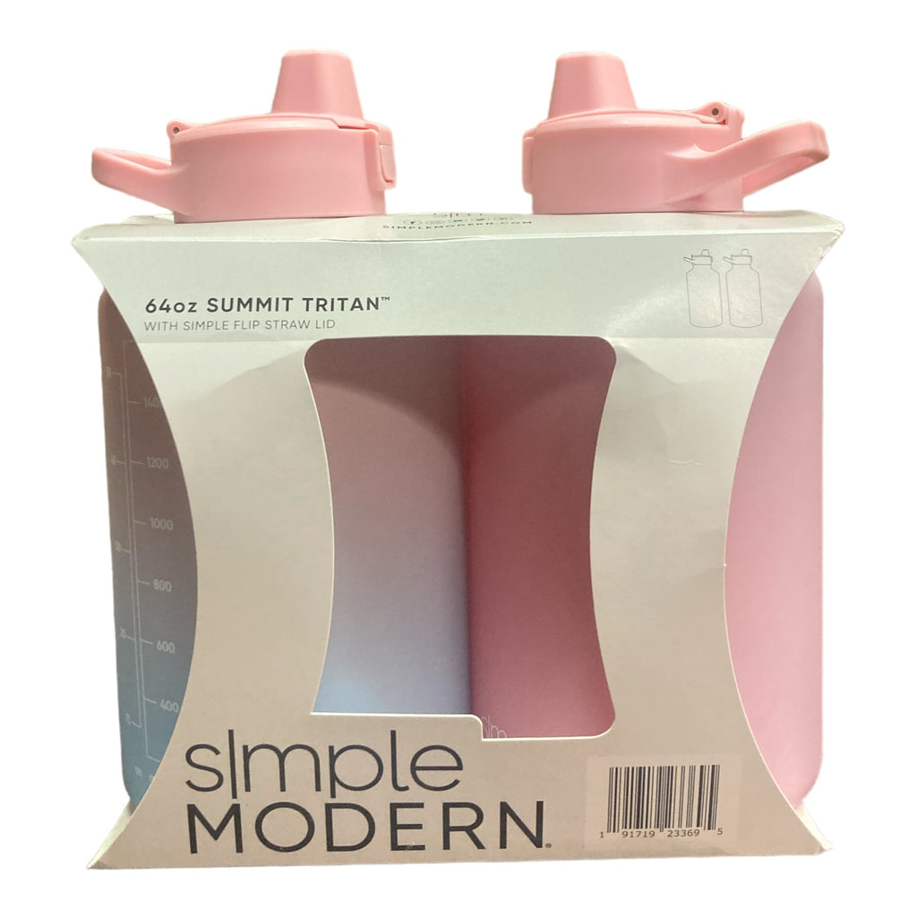 Simple Modern 64-oz Tritan Plastic Summit With Simple Flip Straw Lid 2 Pack (Sweet Taffy and Blush)
