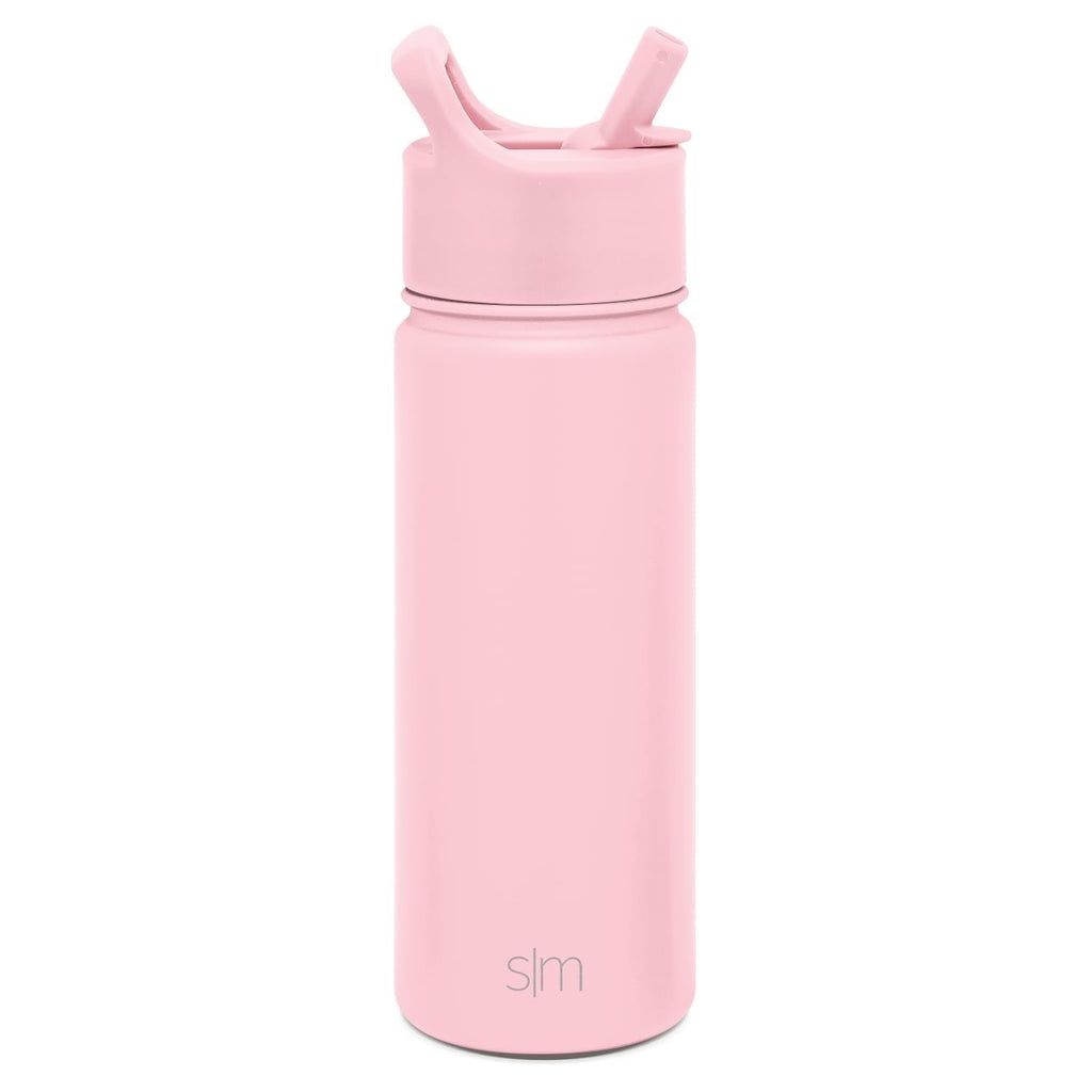 Simple Modern Kids Water Bottle with Straw Lid Vacuum Insulated Stainless Steel Metal Thermos Bottles | Reusable Leak Proof BPA-Free Flask for School | Summit Collection | 18oz, Blush -Blush