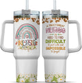 Tumbler 40 Oz With Handle Lid And Straw, Nurse Gifts, Black Camo White Engraved Print Travel Nurses Tumblers Handle Funny Cups Nursing For, Great Nurse Rainbow Daisy Flower
