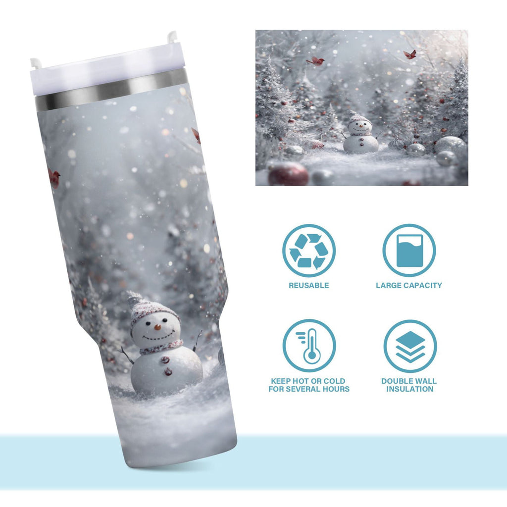 30 oz Insulated Stainless Steel Tumbler Double Wall Stainless Steel Tumbler with 2-Way Drinking Snowy Winter Landscape