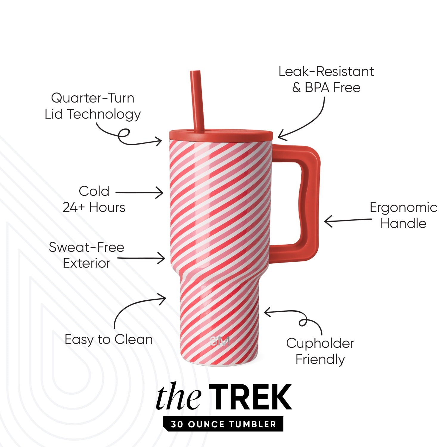 Simple Modern 30 fl oz Insulated Stainless Steel Trek Tumbler with Straw Lid | Seaglass Sage and Cream Checkmate