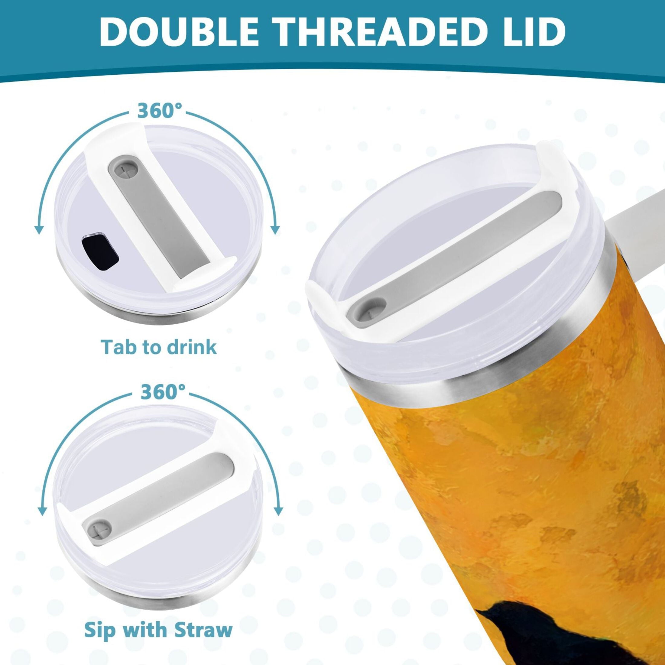 30 oz Insulated Stainless Steel Tumbler Double Wall Stainless Steel Tumbler with 2-Way Drinking Birds on A Wire