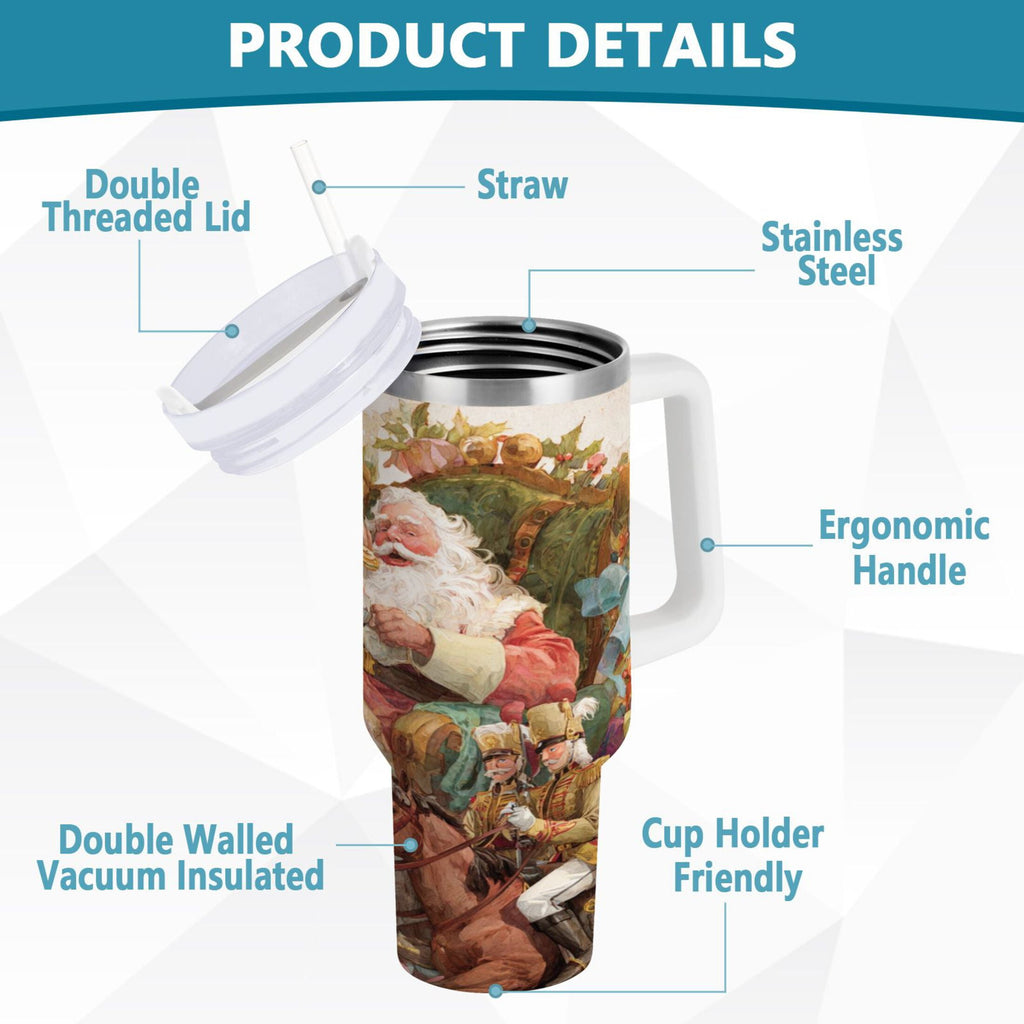 30 oz Insulated Stainless Steel Tumbler Double Wall Stainless Steel Tumbler with 2-Way Drinking Santa Claus Sitting in Chair