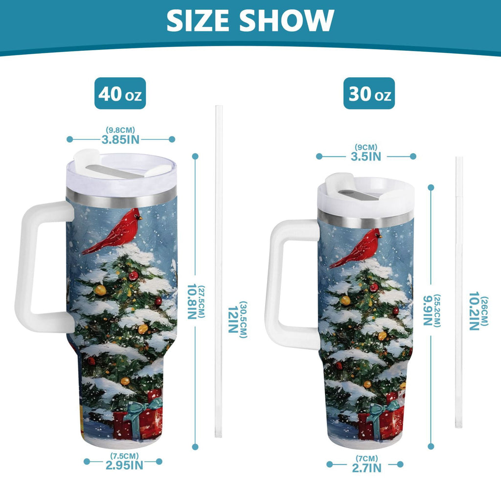 30 oz Insulated Stainless Steel Tumbler Double Wall Stainless Steel Tumbler with 2-Way Drinking Christmas Scene with Snowman