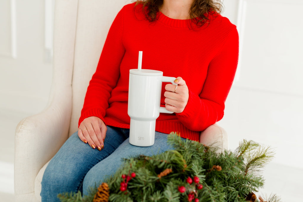 Simple Modern 30 fl oz Insulated Stainless Steel Trek Tumbler with Straw Lid | Seaglass Sage and Cream Checkmate