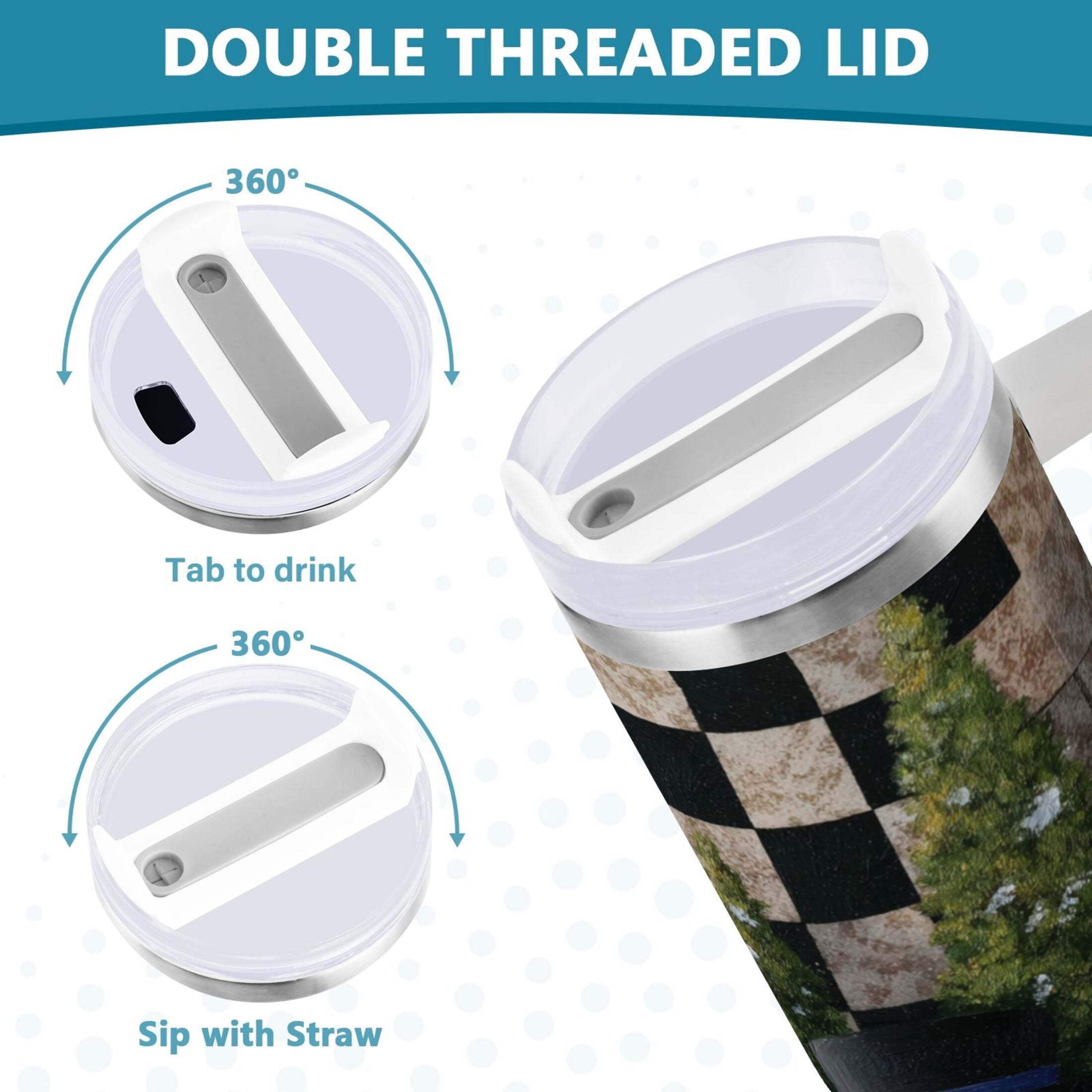 30 oz Insulated Stainless Steel Tumbler Double Wall Stainless Steel Tumbler with 2-Way Drinking Two Snowmen Pattern