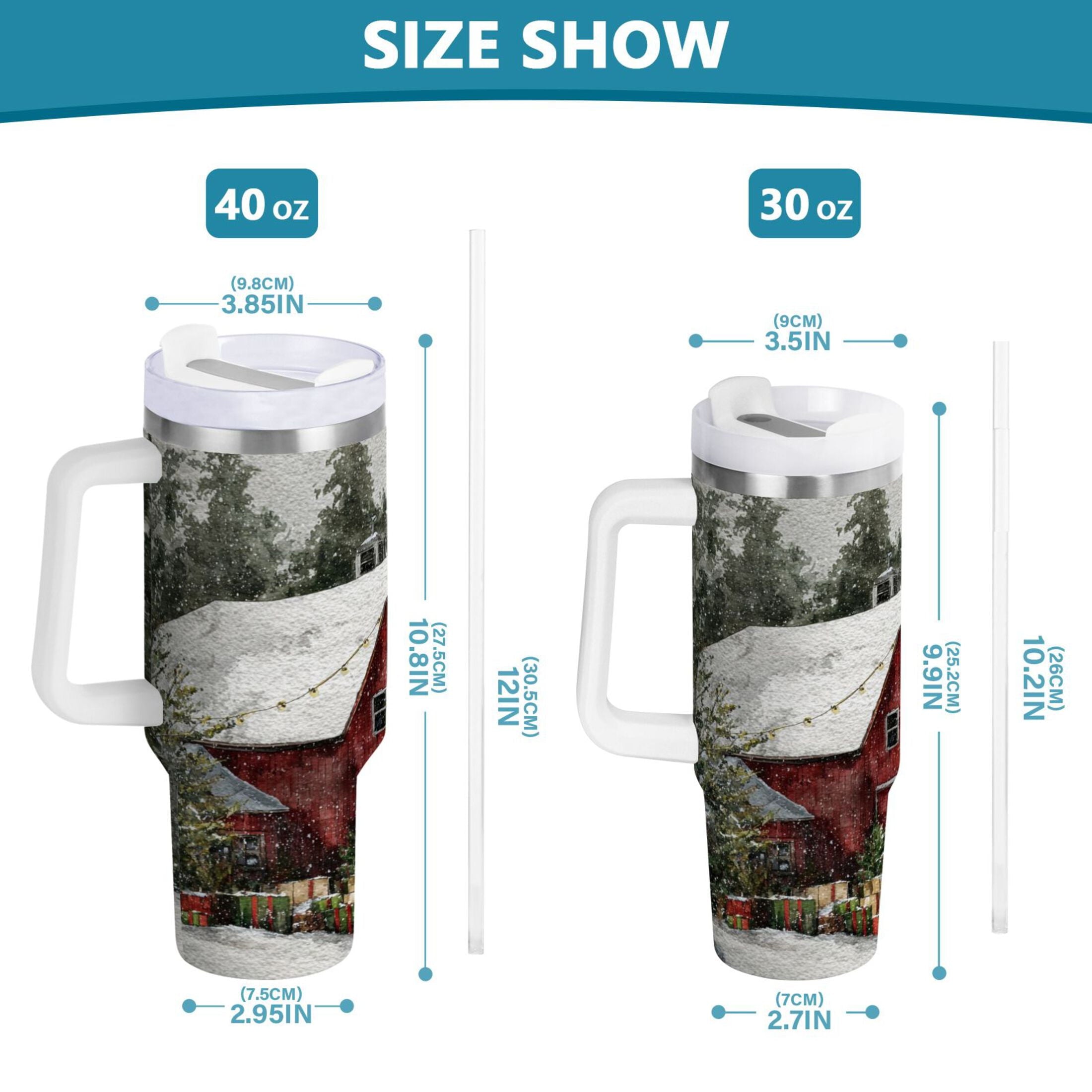 30 oz Insulated Stainless Steel Tumbler Double Wall Stainless Steel Tumbler with 2-Way Drinking Old Red Barn