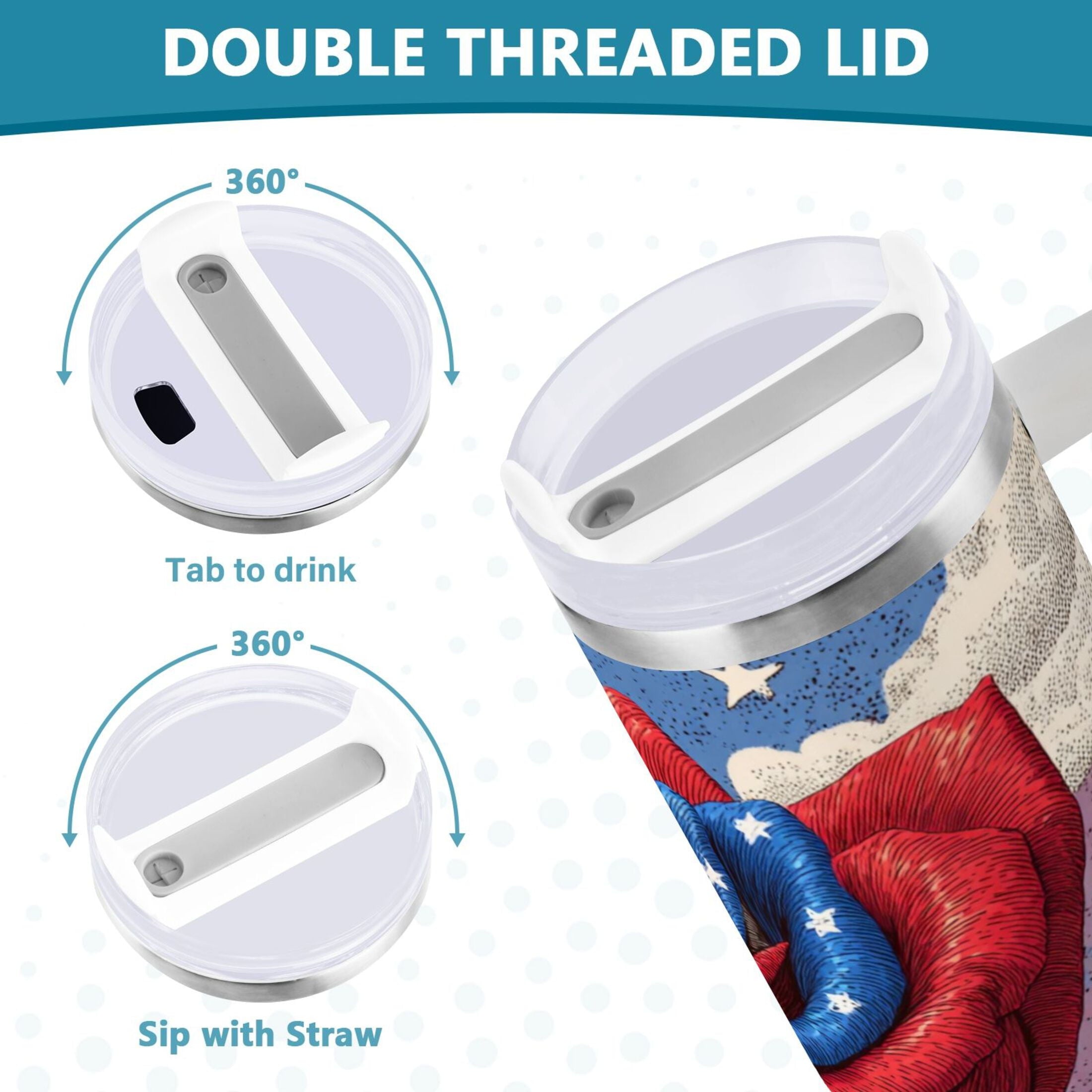 40 oz Insulated Stainless Steel Tumbler Double Wall Stainless Steel Tumbler with 2-Way Drinking Roses and Clouds