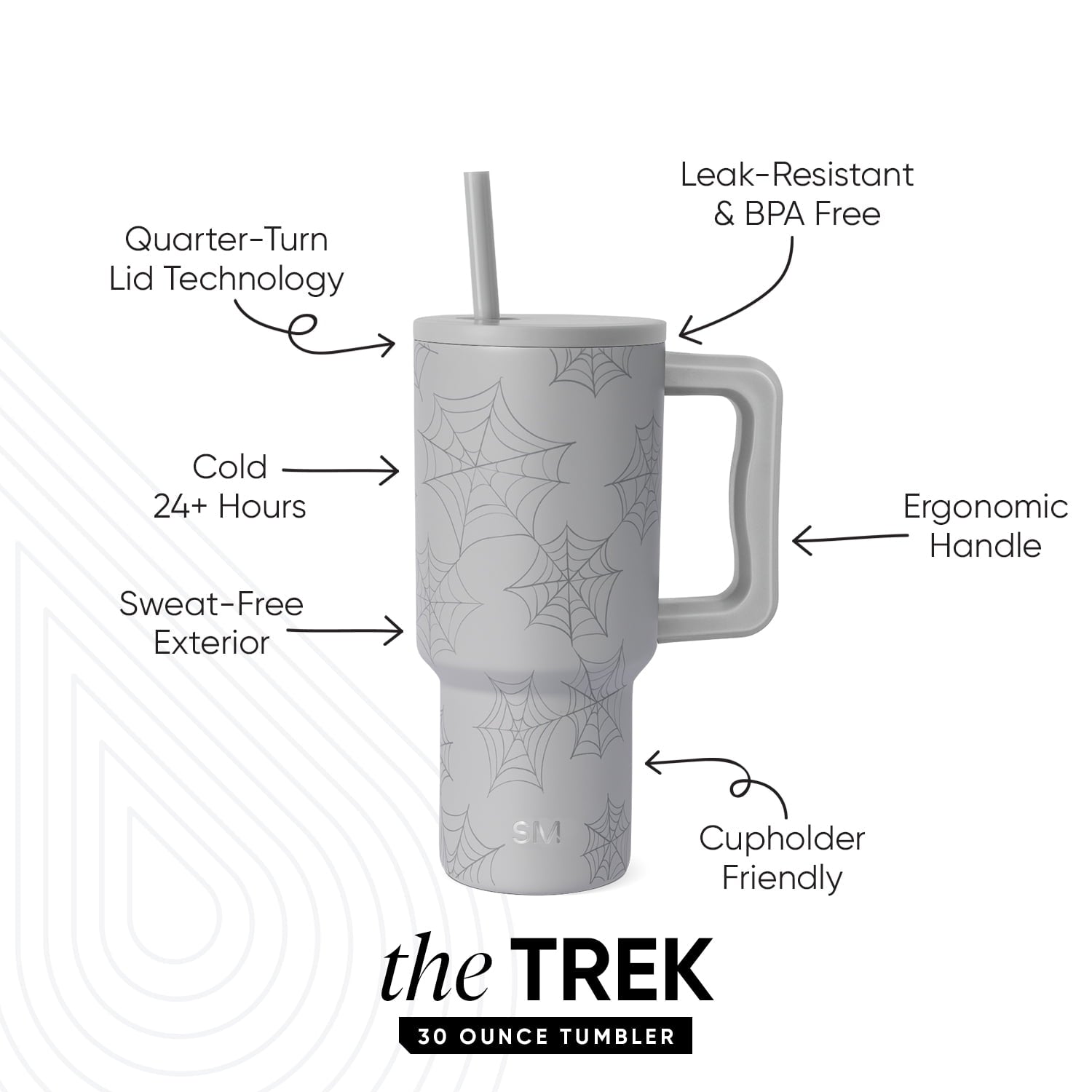 Simple Modern 30 fl oz Insulated Stainless Steel Trek Tumbler with Straw Lid | Seaglass Sage and Cream Checkmate