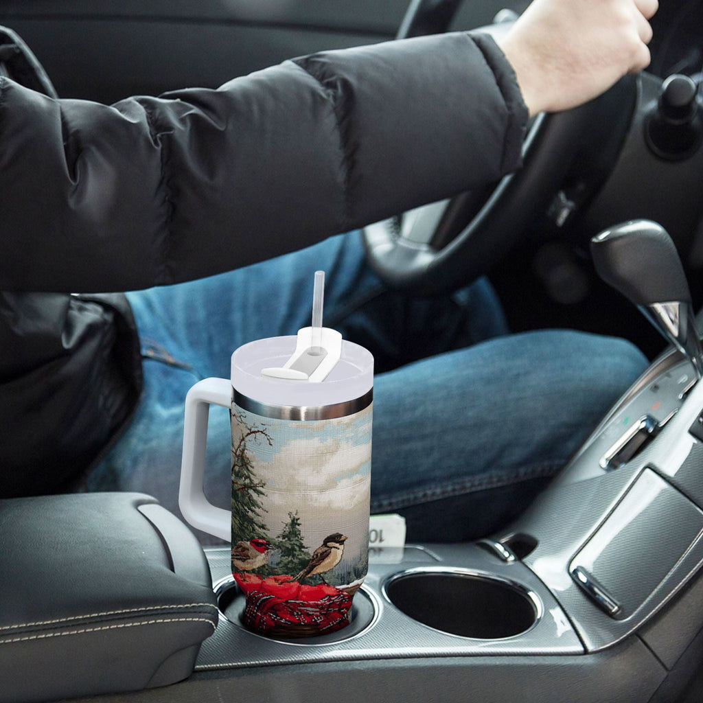 30 oz Insulated Stainless Steel Tumbler Double Wall Stainless Steel Tumbler with 2-Way Drinking Apples and Baskets