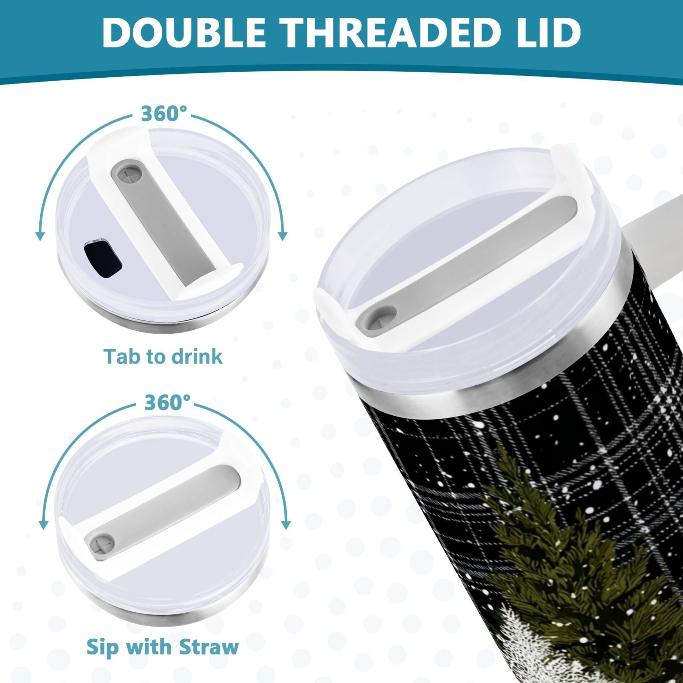 40 oz Insulated Stainless Steel Tumbler Double Wall Stainless Steel Tumbler with 2-Way Drinking Red Truck with Christmas Tree