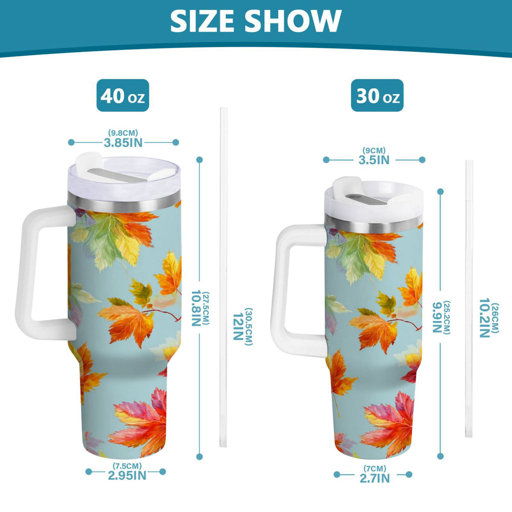 30 oz Insulated Stainless Steel Tumbler Double Wall Stainless Steel Tumbler with 2-Way Drinking Colorful Autumn Maple Leaves