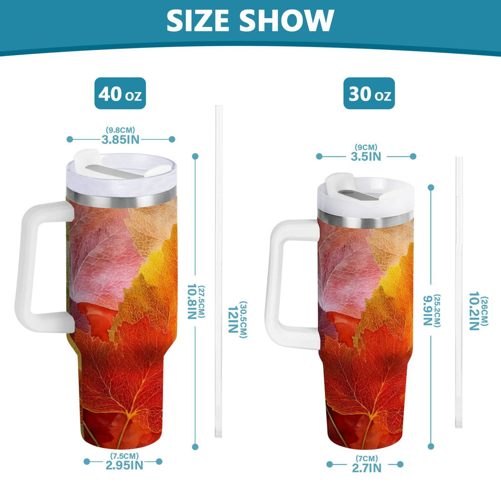 30 oz Insulated Stainless Steel Tumbler Double Wall Stainless Steel Tumbler with 2-Way Drinking Various Shades Autumn Leaves