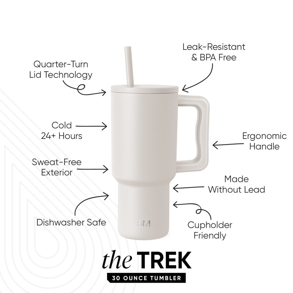 Simple Modern 30 fl oz Insulated Stainless Steel Trek Tumbler with Straw Lid | Seaglass Sage and Cream Checkmate