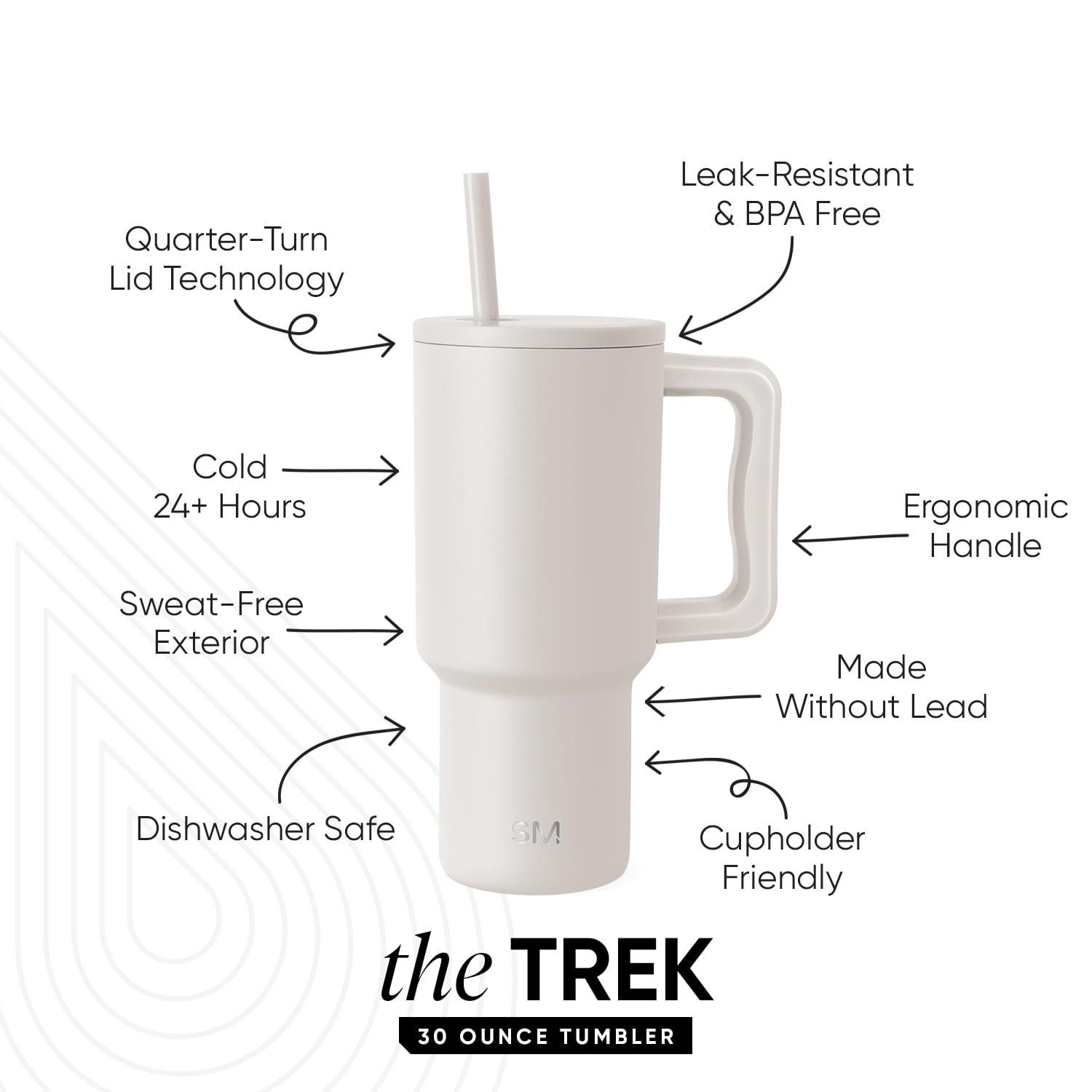 Simple Modern 30 fl oz Insulated Stainless Steel Trek Tumbler with Straw Lid | Seaglass Sage and Cream Checkmate