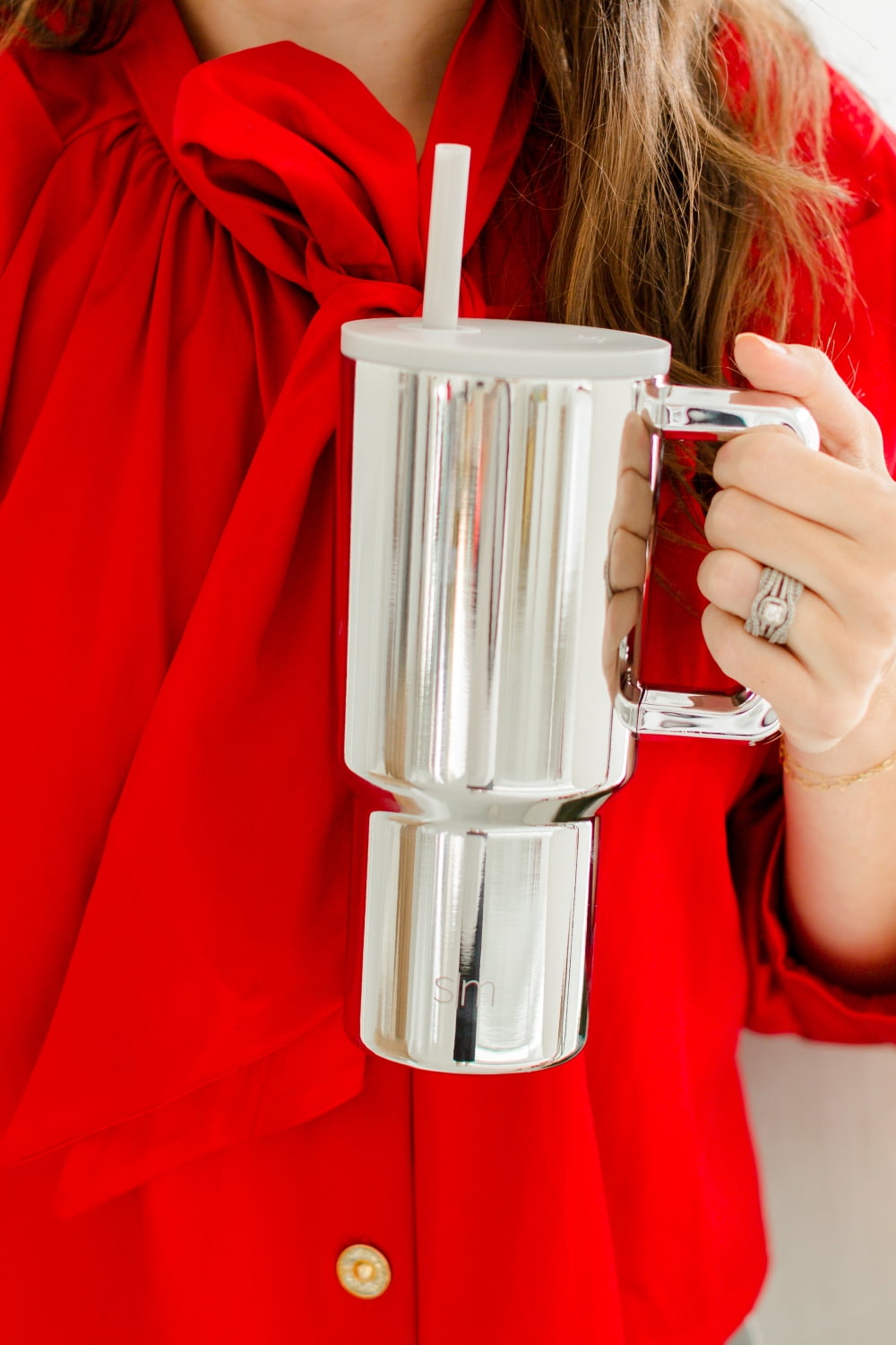 Simple Modern 30 fl oz Insulated Stainless Steel Trek Tumbler with Straw Lid | Seaglass Sage and Cream Checkmate