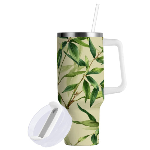 30 oz Insulated Stainless Steel Tumbler Double Wall Stainless Steel Tumbler with 2-Way Drinking Bamboo Pattern