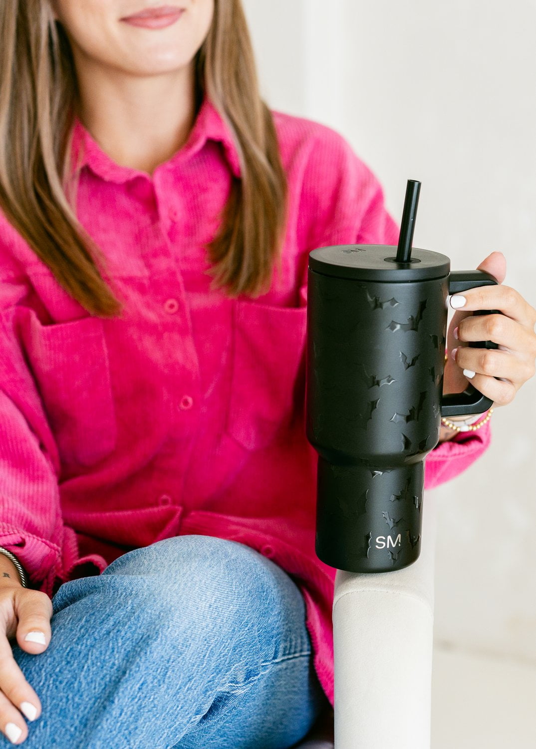 Simple Modern 30 fl oz Insulated Stainless Steel Trek Tumbler with Straw Lid | Seaglass Sage and Cream Checkmate
