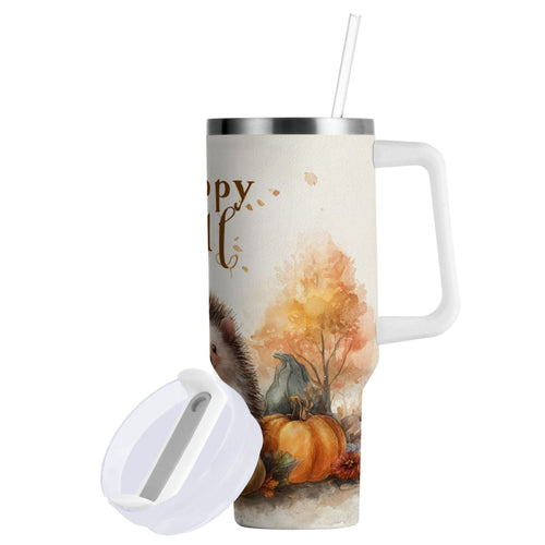 30 oz Insulated Stainless Steel Tumbler Double Wall Stainless Steel Tumbler with 2-Way Drinking Cute Little Hedgehog