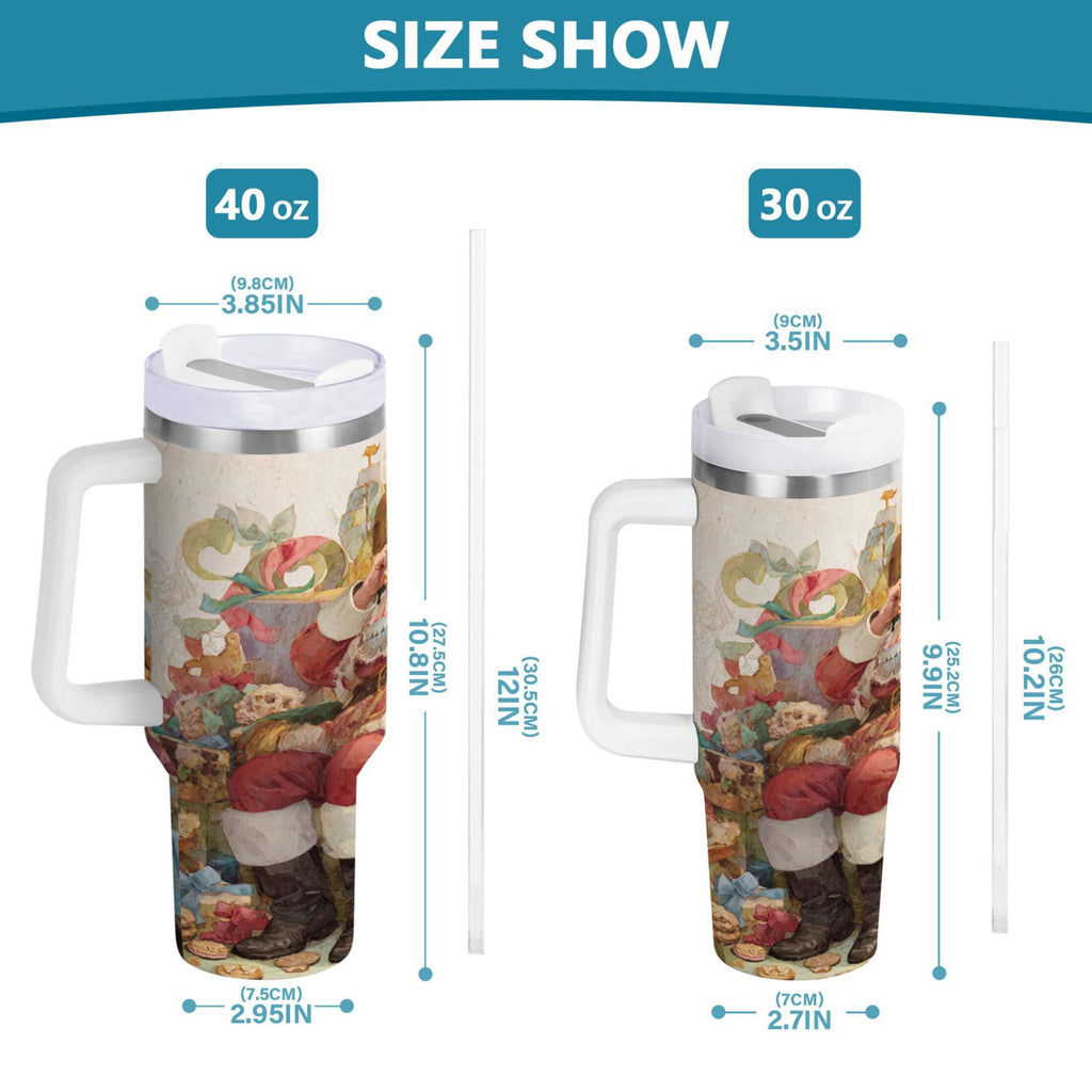 30 oz Insulated Stainless Steel Tumbler Double Wall Stainless Steel Tumbler with 2-Way Drinking Santa Claus Sitting in Chair