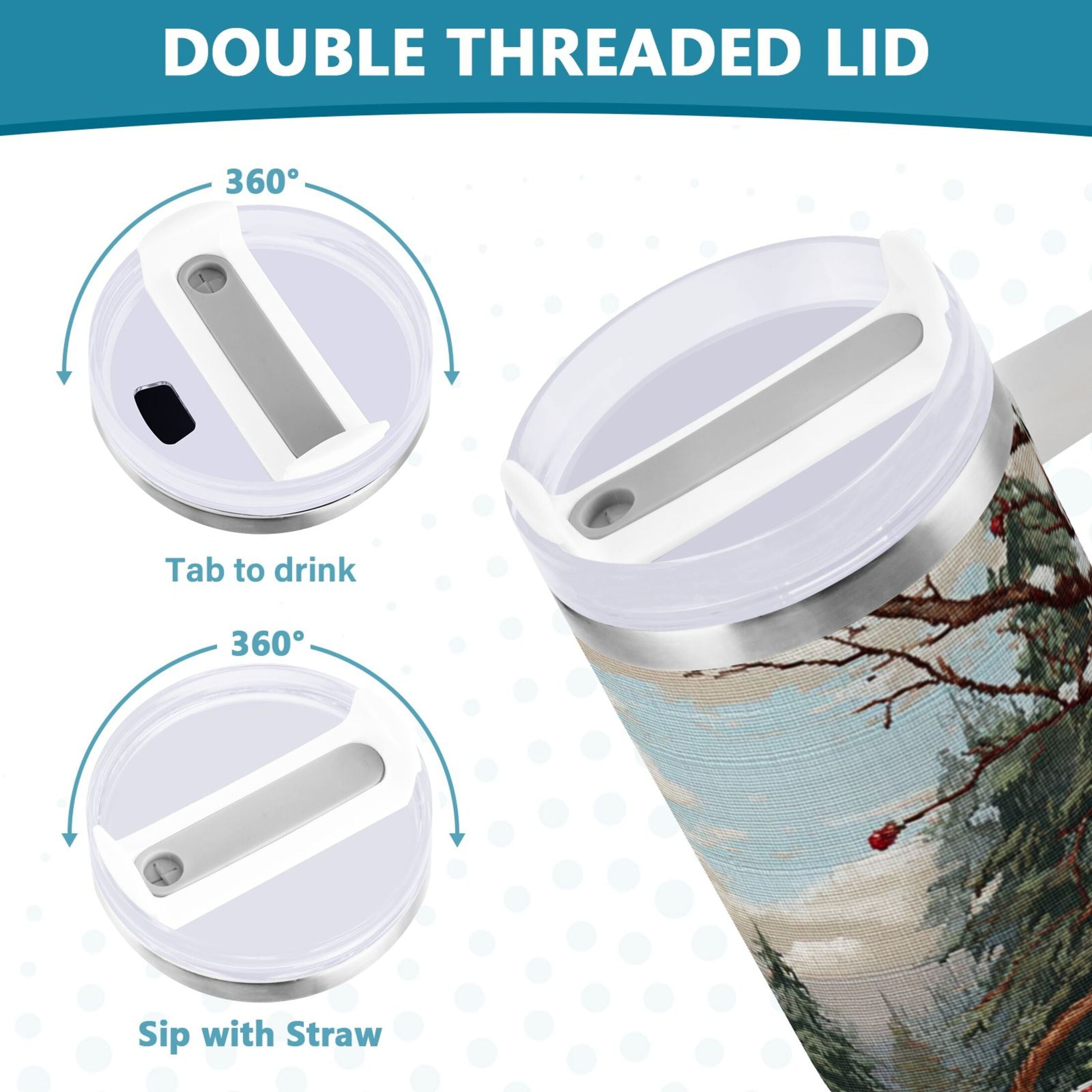 30 oz Insulated Stainless Steel Tumbler Double Wall Stainless Steel Tumbler with 2-Way Drinking Apples and Baskets