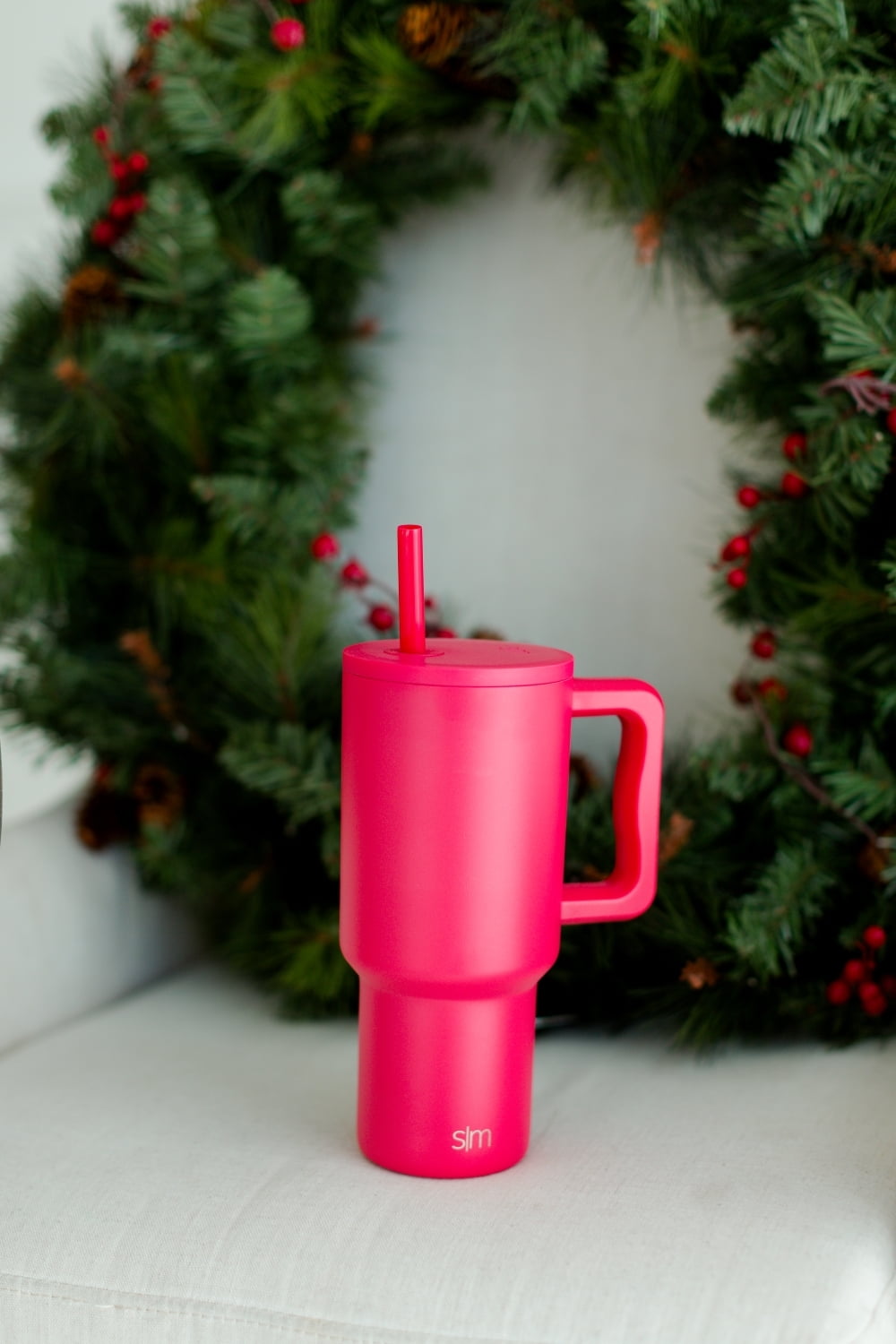 Simple Modern 30 fl oz Insulated Stainless Steel Trek Tumbler with Straw Lid | Seaglass Sage and Cream Checkmate
