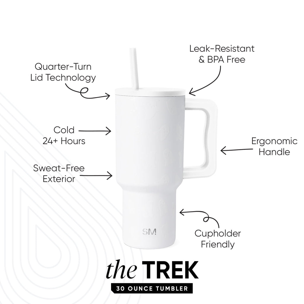 Simple Modern 30 fl oz Insulated Stainless Steel Trek Tumbler with Straw Lid | Seaglass Sage and Cream Checkmate