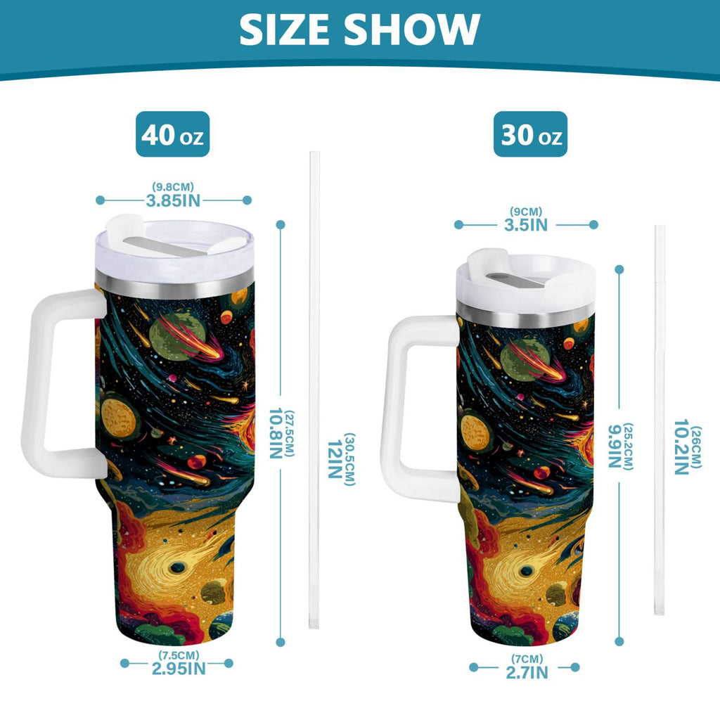 40 oz Insulated Stainless Steel Tumbler Double Wall Stainless Steel Tumbler with 2-Way Drinking Swirling Galaxy