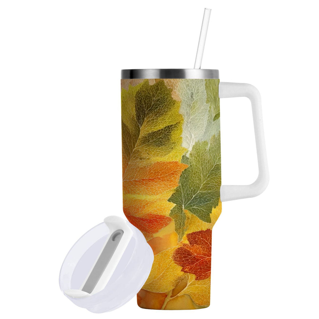 30 oz Insulated Stainless Steel Tumbler Double Wall Stainless Steel Tumbler with 2-Way Drinking Various Shades Autumn Leaves