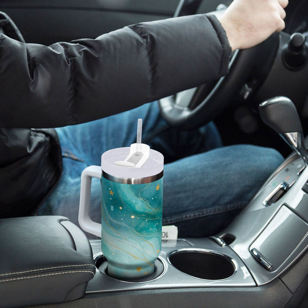 40 oz Insulated Stainless Steel Tumbler Double Wall Stainless Steel Tumbler with 2-Way Drinking Beautiful Watercolor Stars