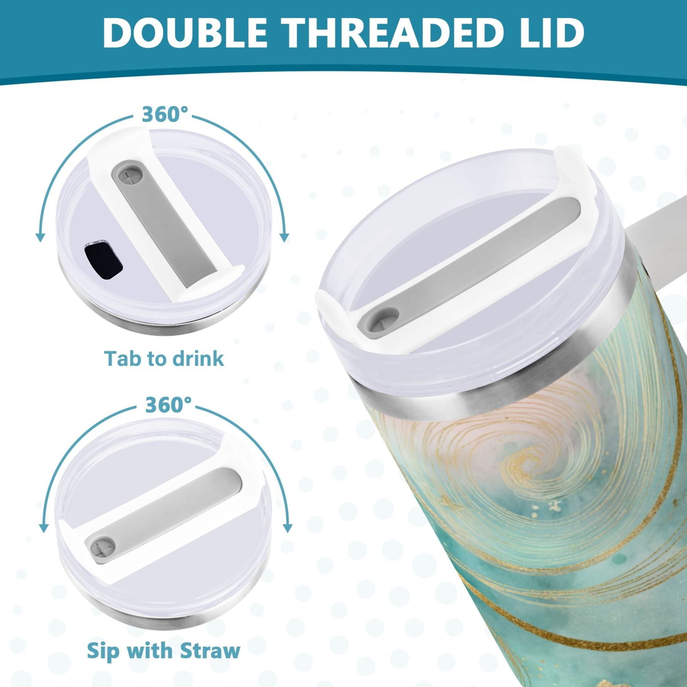 30 oz Insulated Stainless Steel Tumbler Double Wall Stainless Steel Tumbler with 2-Way Drinking Beautiful Swirling Lines